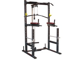 Multifunkcionālais rāmis ar vilkšanas no augšas un bicepsa saliekšanas opcijām Multifunkcionālais rāmis ar vilkšanas no augšas un bicepsa saliekšanas opcijām